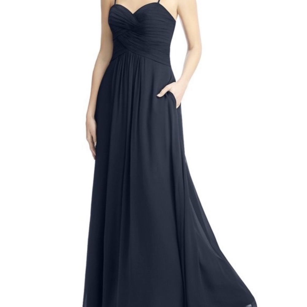 AZAZIE Parker Bridesmaid Dress Maxi Dark Navy Blue Sz a0